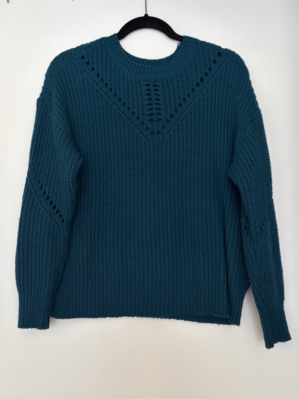 American Eagle Pullover Crochet Sweater Teal, Size S